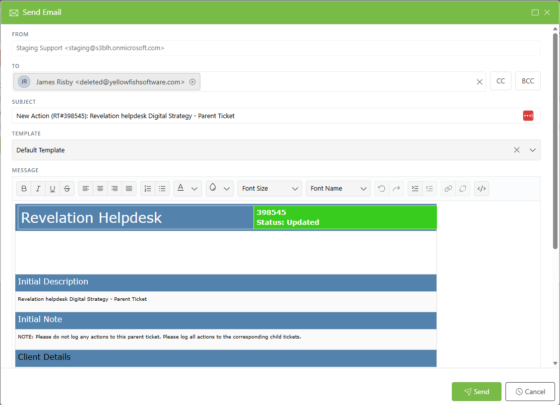 Product Features Send Email Through Tickets